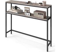 VASAGLE Console pour Couloir à 2 Niveaux, 100 x 20 x 81 cm | Table d'Appoint Fine, pour Salon, Chambre, Grège chiné et Noir mat, Collection BARNET LNT131K02