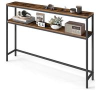 VASAGLE Console pour Couloir à 2 Niveaux, 120 x 20 x 80.5 cm | Table d'Appoint Fine, pour Salon, Chambre, Marron rustique et Noir mat, Collection BARNET LNT133K01