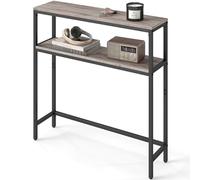 VASAGLE Console pour Couloir à 2 Niveaux, 80 x 20 x 81 cm | Table d'Appoint Fine, pour Salon, Chambre, Grège chiné et Noir mat, Collection BARNET LNT130K02