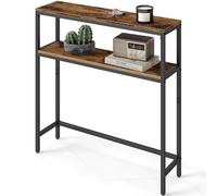 VASAGLE Console pour Couloir à 2 Niveaux, 80 x 20 x 81 cm | Table d'Appoint Fine, pour Salon, Chambre, Marron rustique et Noir mat, Collection BARNET LNT130K01