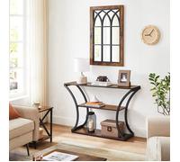 VASAGLE Console, pour Salon, Couloir, Chambre, Pieds courbés, Dessus de Table allongé, Style Industriel, Marron Rustique et Noir