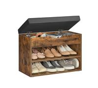 VASAGLE Custos Collection - Banc à Chaussures, Meuble à Chaussures, Siège Rembourré, Banc d’Entrée, Compartiments, pour Entrée, Chambre, Salon, Marron Rustique et Noir d'encre LHS020K03V1
