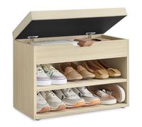 VASAGLE Custos Collection - Banc à Chaussures, Meuble à Chaussures, Siège Rembourré, Banc d’Entrée, Compartiments, pour Entrée, Chambre, Salon, Bois Clair, Café au Lait Clair LHS020K01V1