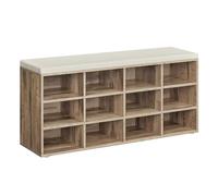 VASAGLE Custos Collection - Banc à Chaussures, Organiseur de Chaussures avec 12 Compartiments, Siège Rembourré, pour Entrée, Couloir, Placard, Marron Camel LHS012K02V1