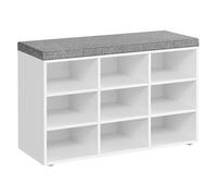 VASAGLE Custos Collection - Banc à Chaussures, Organiseur de Chaussures avec 9 Compartiments, Siège Rembourré, pour Entrée, Couloir, Placard, Blanc Nuage et Gris Tourterelle LHS009W14
