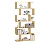 VASAGLE Custos Collection - Bibliothèque, Étagère à 6 Niveaux, Meuble de Rangement, Cloison Séparateur, Moderne, pour Salon, Chambre, Bureau, Couleur Chêne Naturel LBC061T70V1