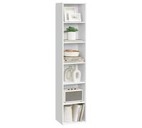 VASAGLE Custos Collection - Bibliothèque, Étagère sur 6 Niveaux, Meuble de Rangement Ouvert, Étagère, 24 x 30,2 x 160,7 cm, pour Salon, Bureau, Salle à Manger, Blanc Nuage LBC411W01