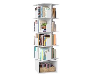 VASAGLE Custos Collection - Bibliothèque Rotative à 5 Niveaux, Bibliothèque Pivotante à 360°, avec Compartiments Ouverts, 40 x 40 x 155,8 cm, pour Chambre, Salon, Bureau, Blanc Nuage LBC472WB01