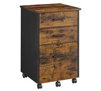 VASAGLE Custos Collection - Caisson Bureau 3 Tiroirs, Table de Chevet, Petit Meuble de Rangement avec roulettes, pour Bureau, Chambre, Salon, Marron Rustique et Noir OFC046KD01