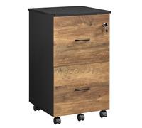 VASAGLE Custos Collection - Caisson Mobile, Classeur, 2 Tiroirs, Support d’Imprimante, Meuble de Bureau, Verrouillable, Documents Format A4, Dossier Suspendu, Marron Miel et Noir d'encre LCD027KB02