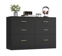 VASAGLE Custos Collection - Commode de Chambre, Armoire à Tiroirs pour Dressing, Style Moderne, Meuble TV pour Salon, 6 Tiroirs, 40 x 119 x 78 cm, Noir d'encre LTS416BC01