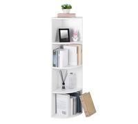 VASAGLE Étagère d'angle à 4 Niveaux, Étagères de Rangement Autoportantes, Bibliothèque en Bois, pour Cuisine, Chambre, Salon, Bureau, Blanche LBC42WT