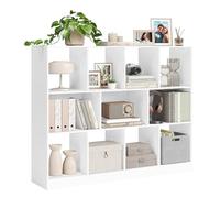 VASAGLE Bibliothèque, Meuble de Rangement, Étagère, 11 Compartiments Ouverts, Utilisable à l’Horizontale, sur le Côté ou à l’Envers, 30 x 126 x 100 cm, pour Salon, Bureau, Blanc LBC054T14