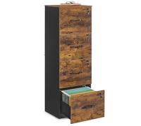 VASAGLE Custos Collection, Meuble de Bureau, avec 3 Tiroirs Verrouillables | Meuble de Rangement, Support pour Imprimante, Tringles Réglables, Compatible avec Formats A4, Marron Rustique OFC082K02
