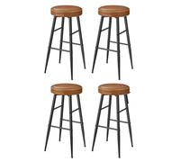 VASAGLE EKHO Collection - Tabouret de Bar, Lot de 4, Chaise de Cuisine, Haut, PU avec Coutures, Style Moderne Mi-siècle, Hauteur Assise 76,2 cm, Cuisine, Bar, Montage Facile, Marron Caramel LBC290K01