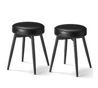 VASAGLE EKHO Collection - Tabouret de Salle à Manger, Lot de 2, Chaise de Cuisine, Siège Rembourré, PU avec Coutures, Style Moderne Mi-siècle, Hauteur 48,2 cm, Salon, Bureau, Noir d'encre LDC170B02
