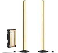 VASAGLE Ensemble de 2 Lampadaires sur Pied, LED Dimmable, 12W | Lampe Ambiance, 1200LM 3000K, Noir Mat, 139,4 cm, pour Lumière Chambre et Lampe de Lecture, Collection LUSIA