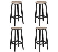 VASAGLE Ensemble de 2 Tabourets de Bar, avec Repose-Pieds, Hauteur 64 cm | Chaise Haute pour Cuisine et Îlot Central, Panneau d'Aggloméré à Grain de Bois et Acier, Grège Chiné et Noir Mat