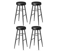 VASAGLE Ensemble de 4 Tabourets de Bar, en Similicuir, 76,2 cm | Chaise Haute, pour l'Îlot Central, Pieds en Acier, Capacité 120 kg, Meuble Bar, Noir