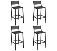VASAGLE Ensemble de 4 Tabourets de Bar, Noir Boisé | Chaise pour Îlot Central, Dossier Perforé, Cadre en Acier, avec Repose-Pieds, pour Cuisine et Meuble Bar