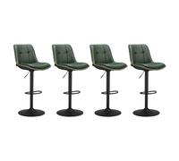 VASAGLE Ensemble de 4 Tabourets de Bar, Réglables en Hauteur, Vert Forêt | Chaise Pivotante pour Îlot Central, Hauteur 65-85,5 cm, en PU, pour Cuisine, Collection MONNI