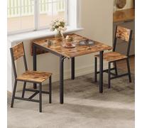 VASAGLE Ensemble de Table à Manger, Table Pliante, 2 Chaises | Chaises de Cuisine, pour 2-4 Personnes, Cadre en Métal, pour Salle à Manger, Salon, Marron Rustique et Noir
