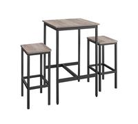 VASAGLE Ensemble Table de Bar avec 2 Chaises, Petite Table de Cuisine | Tabourets, Chaises de Bar, pour Salle à Manger, Cuisine, Grège chiné et Noir mat, Collection BARNET LBT017B02