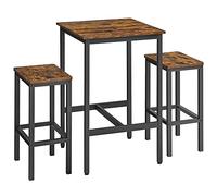 VASAGLE Ensemble Table de Bar avec 2 Chaises, Petite Table de Cuisine | Tabourets, Chaises de Bar, pour Salle à Manger, Cuisine, Marron rustique et Noir mat, Collection BARNET LBT017B01