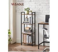 VASAGLE Étagère 4 Niveaux, Bibliothèque, Meuble de Rangement, pour Bureau, Salon, Chambre, 24 x 40 x 107 cm, Style Industriel, Marron Rustique et Noir d'Encre LLS099B01