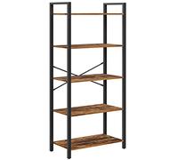 VASAGLE Étagère 5 Niveaux, Bibliothèque, Meuble de Rangement, pour Bureau, Salon, Chambre, 30 x 66 x 153 cm, Style Industriel, Marron Rustique et Noir d'Encre LLS061B01