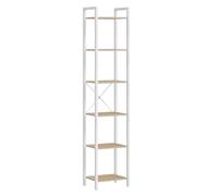 VASAGLE Étagère 6 Niveaux, Bibliothèque, Meuble de Rangement, pour Bureau, Salon, Chambre, 30 x 40 x 187,5 cm, Style Industriel, Beige Naturel et Blanc Mat LLS101N01