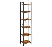 VASAGLE Étagère 6 Niveaux, Bibliothèque, Meuble de Rangement, pour Bureau, Salon, Chambre, 30 x 40 x 187,5 cm, Style Industriel, Marron Rustique et Noir d'encre LLS101B01