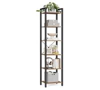 VASAGLE Étagère 6 Niveaux, Bibliothèque, Meuble de Rangement, pour Bureau, Salon, Chambre, 30 x 40 x 187,5 cm, Style Industriel, Marron Blé et Noir d'encre LLS101B48