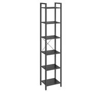 VASAGLE Étagère 6 Niveaux, Bibliothèque, Meuble de Rangement, pour Bureau, Salon, Chambre, 30 x 40 x 187,5 cm, Style Industriel, Noir Boisé et Noir d'encre LLS101B56