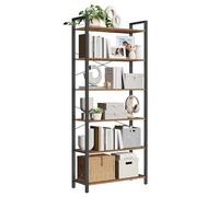 VASAGLE Étagère 6 Niveaux, Bibliothèque, Meuble de Rangement, pour Bureau, Salon, Chambre, 30 x 80 x 186 cm, Style Industriel, Marron Rustique et Noir d'Encre LLS082B01