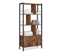 VASAGLE Étagère, Bibliothèque à 4 Niveaux, avec 2 Portes, Cadre en Acier | Meuble de Rangement, pour Salon, Bureau,Chambre, Style Industriel, Marron rustique et Noir mat, Collection BARNET LBC022B01