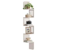VASAGLE Étagère d’Angle, Murale Flottante à 5 Niveaux, en Zigzag | Côtés en Rotin PVC, Gain de Place, pour Cuisine, Chambre, Salon, Style Boho, Beige avoine, Collection ELLAN LLS582K66