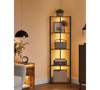VASAGLE Étagère d'angle avec lumières LED, étagère autoportante à 5 niveaux | Barnet ULBC590K01 Étagère à plantes pour chambre à coucher, salon, salle de bain, bureau à domicile, marron rustique et noir