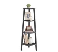 VASAGLE Étagère d'angle, Bibliothèque 4 Niveaux, Étagère Échelle, Meuble de Rangement, Porte-Plante pour Salon, Style Industriel, avec Cadre en Acier, Gris Anthracite et Noir Mat LLS034B22
