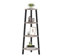 VASAGLE Étagère d'angle, Bibliothèque 4 Niveaux, Étagère Échelle, Meuble de Rangement, Porte-Plante pour Salon, Style Industriel, avec Cadre en Acier, Grège et Noir LLS034M01