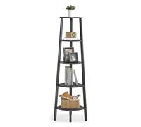 VASAGLE Étagère d'angle, Bibliothèque 5 Niveaux, Étagère Échelle, Meuble de Rangement, Porte-Plante pour Salon, Style Industriel, avec Cadre en Acier, Gris Anthracite et Noir Mat LLS035B02