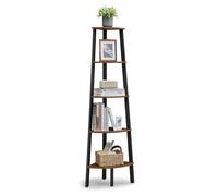 VASAGLE Étagère d'angle, Bibliothèque 5 Niveaux, Étagère Échelle, Meuble de Rangement, Porte-Plante pour Salon, Style Industriel, avec Cadre en Acier, Marron Rustique et Noir LLS35X