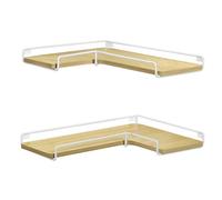 VASAGLE Étagère d'angle en Forme de L, Tablette Flottante, Lot de 2 | Étagère Suspendue, Style Industriel, pour Salon, Chambre, Cuisine, Jaune Paille et Blanc Nuage, Collection COLEX LLS831Y70
