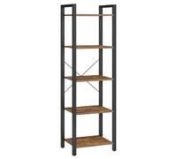 VASAGLE Étagère de Rangement 5 Niveaux, Bibliothèque, Cadre en Acier, Étagère sur Pieds pour Salon, Chambre, Bureau, 30 x 39,6 x 154 cm, Style Industriel, Marron Rustique et Noir d'encre LLS100B01