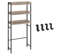 VASAGLE Étagère de Toilettes Étagère WC à 3 Niveaux 63 x 25 x 165 cm Style Industriel Grège et Noir