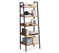 VASAGLE Étagère Échelle, Bibliothèque à 5 Niveaux, Meuble de Rangement sur Pied, Bureau, Salon, Chambre, Cuisine, Style Industriel, Marron Rustique et Noir LLS067B01