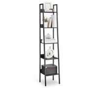 VASAGLE Étagère Échelle, Bibliothèque à 5 Niveaux, Meuble de Rangement sur Pied, Bureau, Salon, Chambre, Cuisine, Style Industriel, Noir Boisé LLS109B56