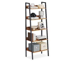 VASAGLE Étagère Échelle, Bibliothèque à 5 Niveaux, Meuble de Rangement sur Pied, Bureau, Salon, Chambre, Cuisine, Style Industriel, Marron Rustique et Noir LLS067B01