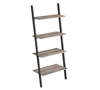 VASAGLE étagère échelle, meuble de rangement à 4 niveaux, bibliothèque, étagère inclinée, pour salon, cuisine, bureau, cadre en acier, stable, grège et noir LLS043B02
