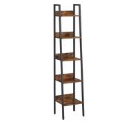 VASAGLE Étagère Échelle, Bibliothèque à 5 Niveaux, Meuble de Rangement sur Pied, Bureau, Salon, Chambre, Cuisine, Style Industriel, Marron Rustique et Noir LLS109B01